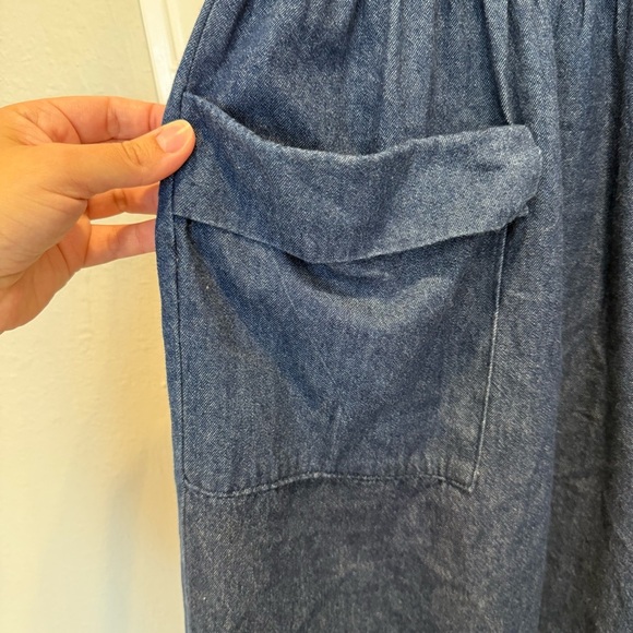 Vintage Jean Midi Dress Women’s Large Blue Jumper Pockets Buttons Cottagecore 90 - Picture 5 of 11